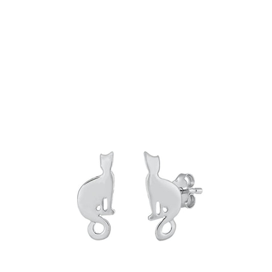 Sterling Silver Wholesale Sihouette Cat Kitten Pussycat Earrings 925 New