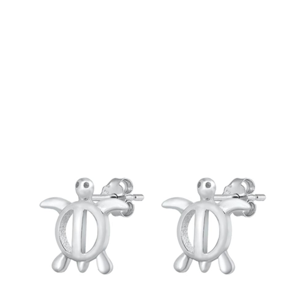 Sterling Silver Cute Sea Turtle Stud Fashion Beach Ocean Earrings 925 New