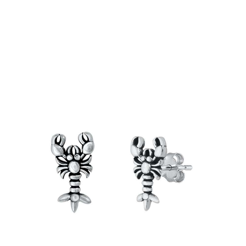 Sterling Silver Sea Lobster Stud Fashion Earrings Oxidized 925 New