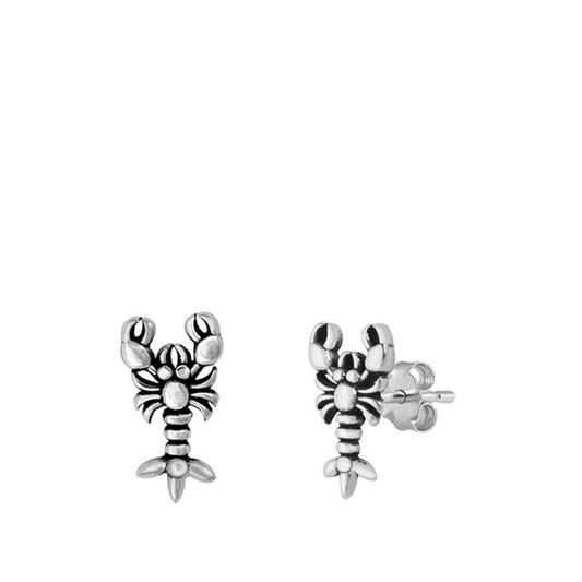 Sterling Silver Sea Lobster Stud Fashion Earrings Oxidized 925 New