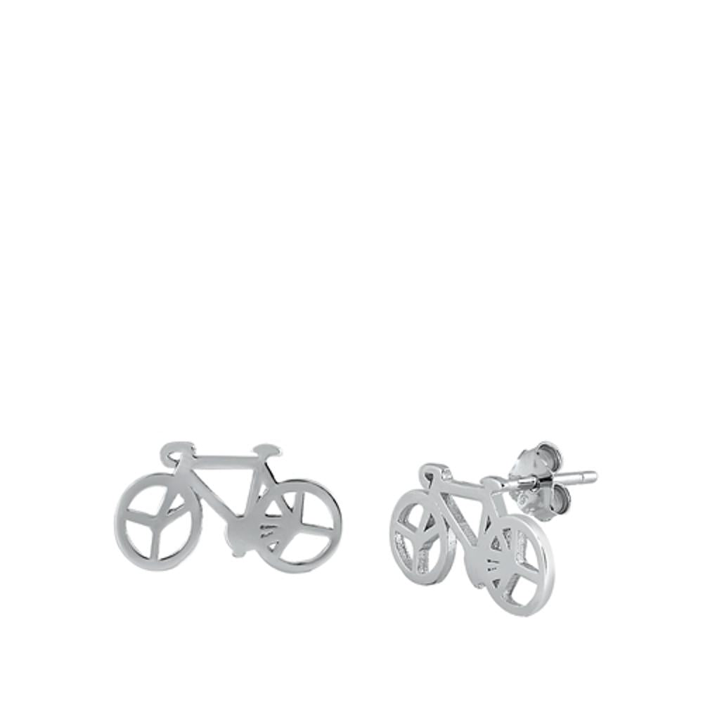 Sterling Silver Cute Mini Bicycle Stud Earrings Dainty Bike Post 925 New