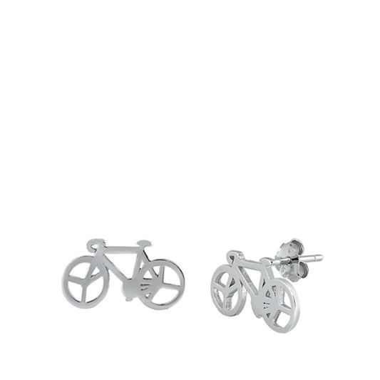 Sterling Silver Cute Mini Bicycle Stud Earrings Dainty Bike Post 925 New