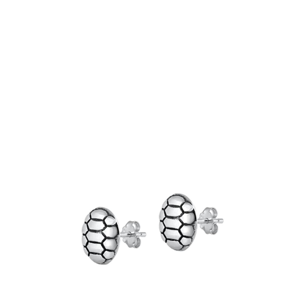 Sterling Silver Turtle Shell Stud Earrings Oxidized Beach Turtle 925 New