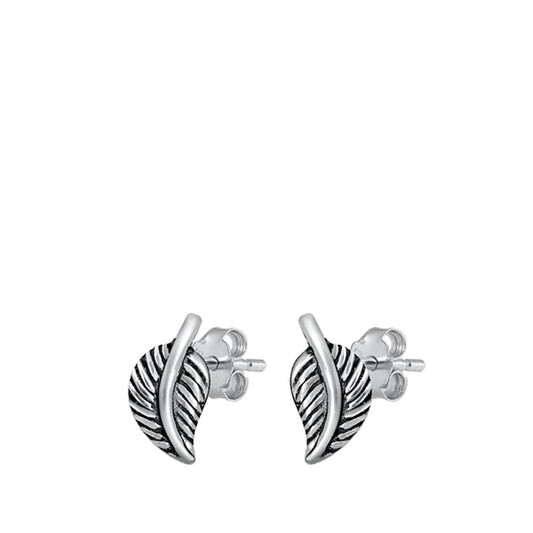 Sterling Silver Cute Dainty Leaves Stud Earrings Oxidized Leaf New 925