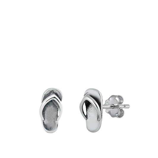 Sterling Silver Beach Sandals Stud Earrings Oxidized Post Earrings 925 New