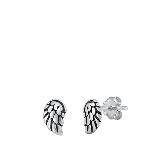 Sterling Silver Wings Stud Earrings Oxidized Birds or Angles Wings 925 New