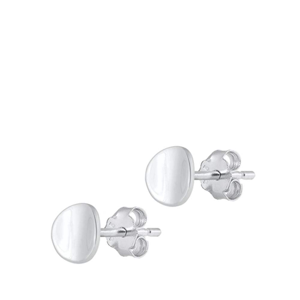 Sterling Silver Round Stud High Polished Earrings 925 New