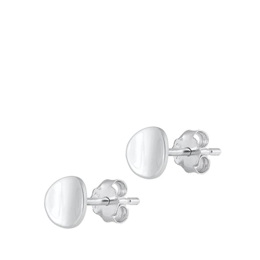 Sterling Silver Round Stud High Polished Earrings 925 New