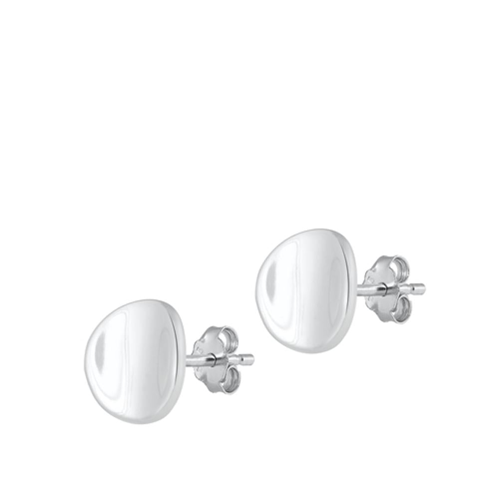 Sterling Silver Classic Round Stud High Polished Earrings 925 New