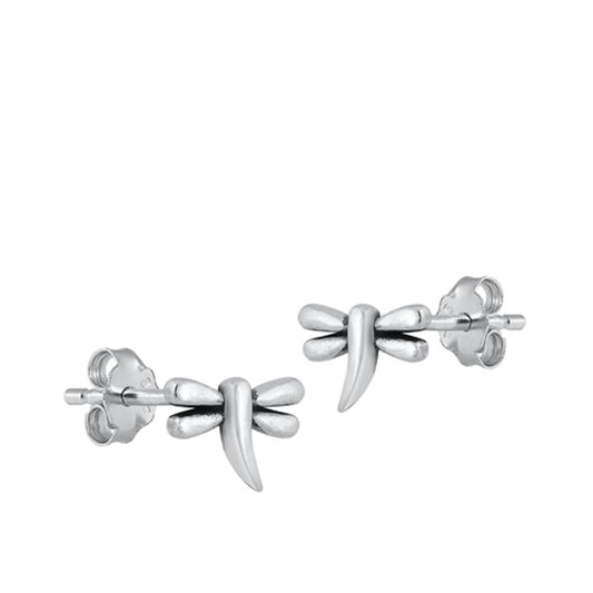 Sterling Silver Fashioned Small Cute Dragonfly Stud Earrings 925 New