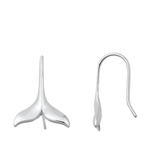 Sterling Silver Classic Hook Whale Tail High Polished Earrings 925 New