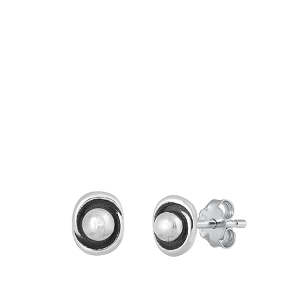 Sterling Silver Fashion Ball Stud Earrings Oxidized Ball Lever Back 925 New