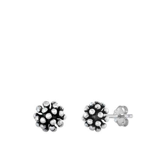 Sterling Silver Classic Oxidized Bali Stud High Polished Earrings 925 New