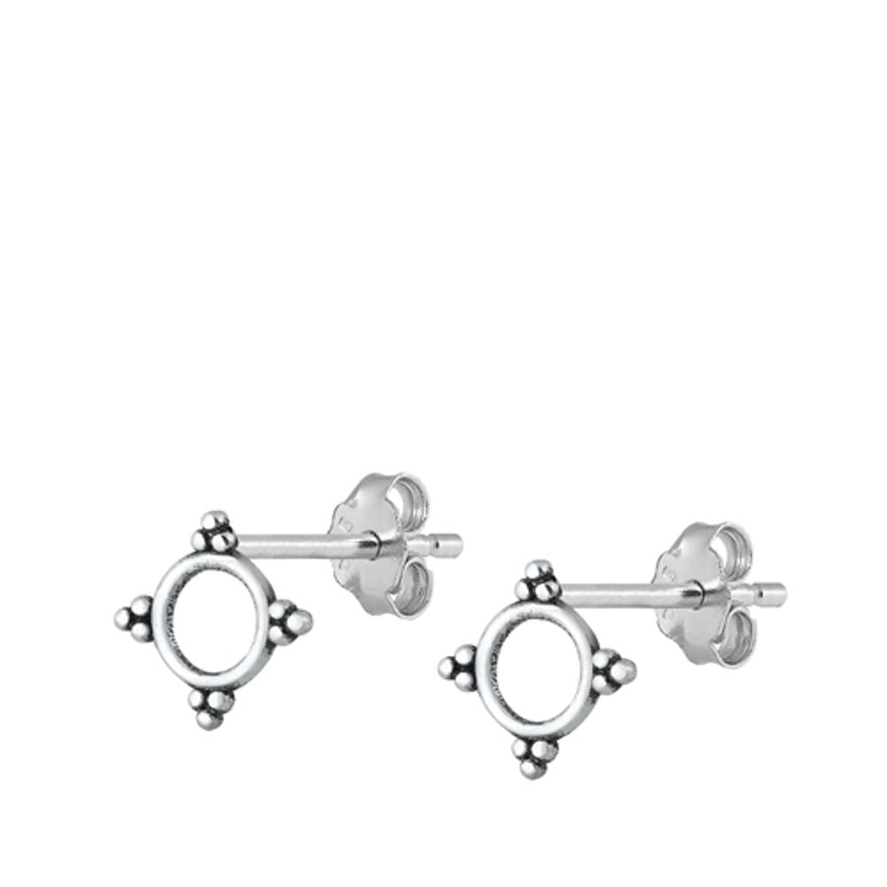 Sterling Silver Cute Bali Circle High Polished Earrings 925 New