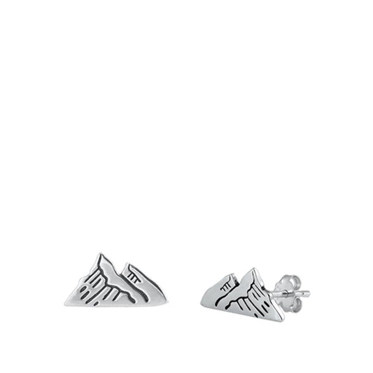 Sterling Silver Beautiful Mountain Oxidized High Polished Earrings 925 New