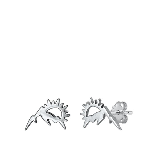 Sterling Silver Wholesale Abstract Mountain Sunrise High Polished Earrings 925