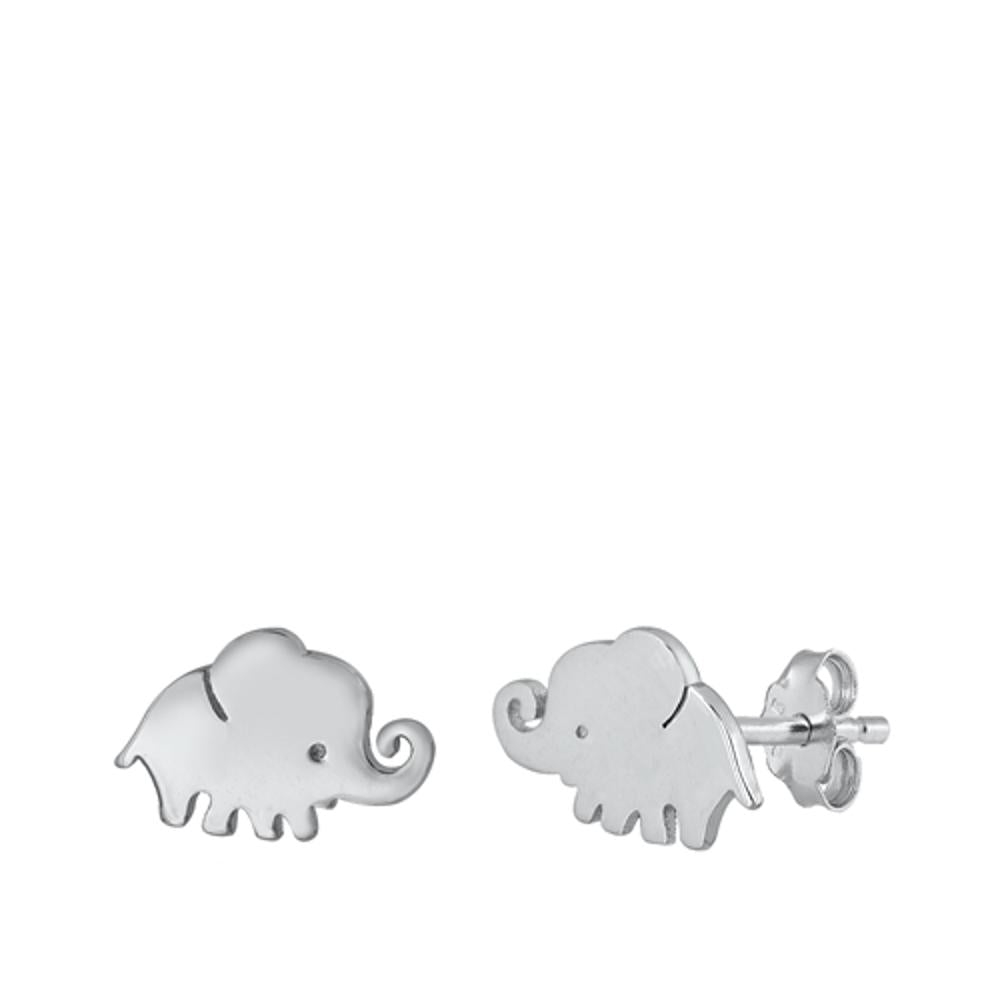 Sterling Silver Cute Tiny Elephant Stud High Polished Fashion Earrings 925 New