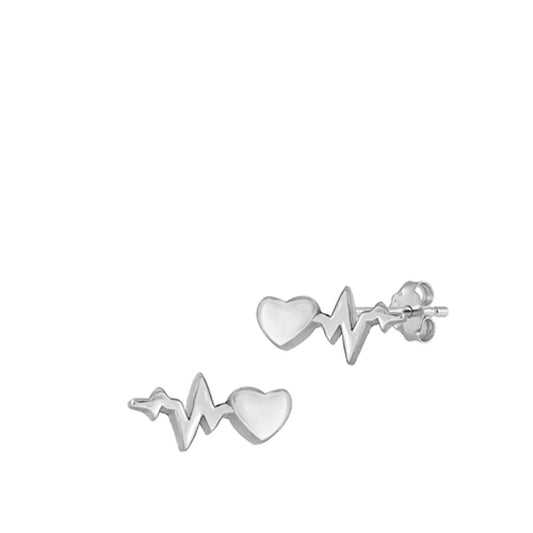 Sterling Silver Fashion Doctor Nurse Medical Heartbeat EKG Earrings 925 New