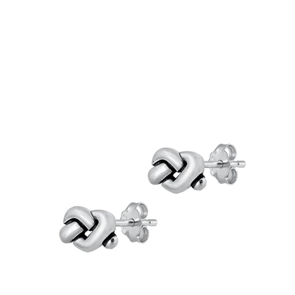 Sterling Silver Beautiful Oxidized Heart Knot Fashion Earrings 925 New