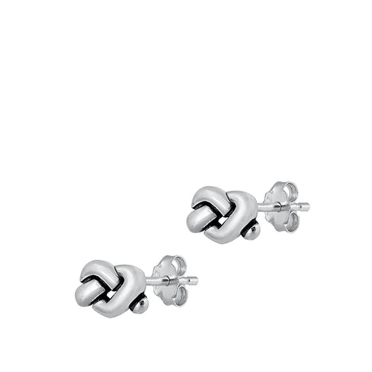 Sterling Silver Beautiful Oxidized Heart Knot Fashion Earrings 925 New