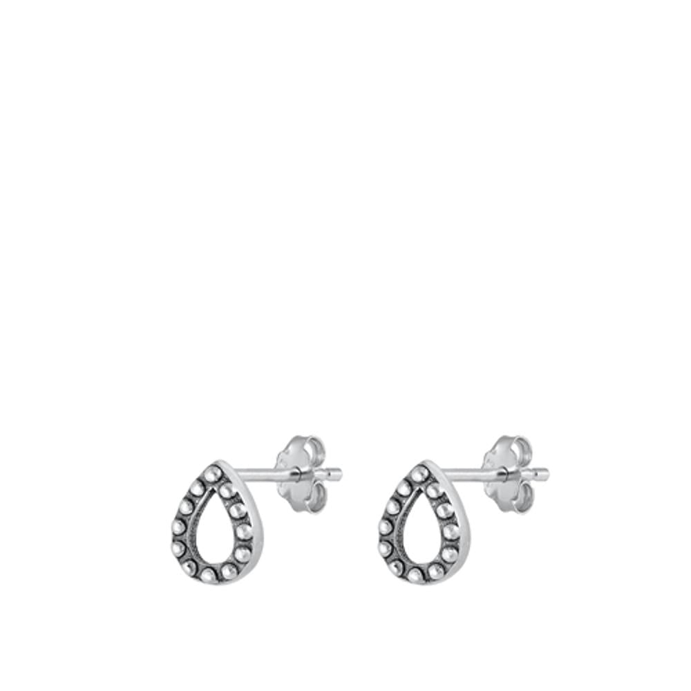 Sterling Silver Unique Granulated Oxidized Bali Teardrop Earrings 925 New