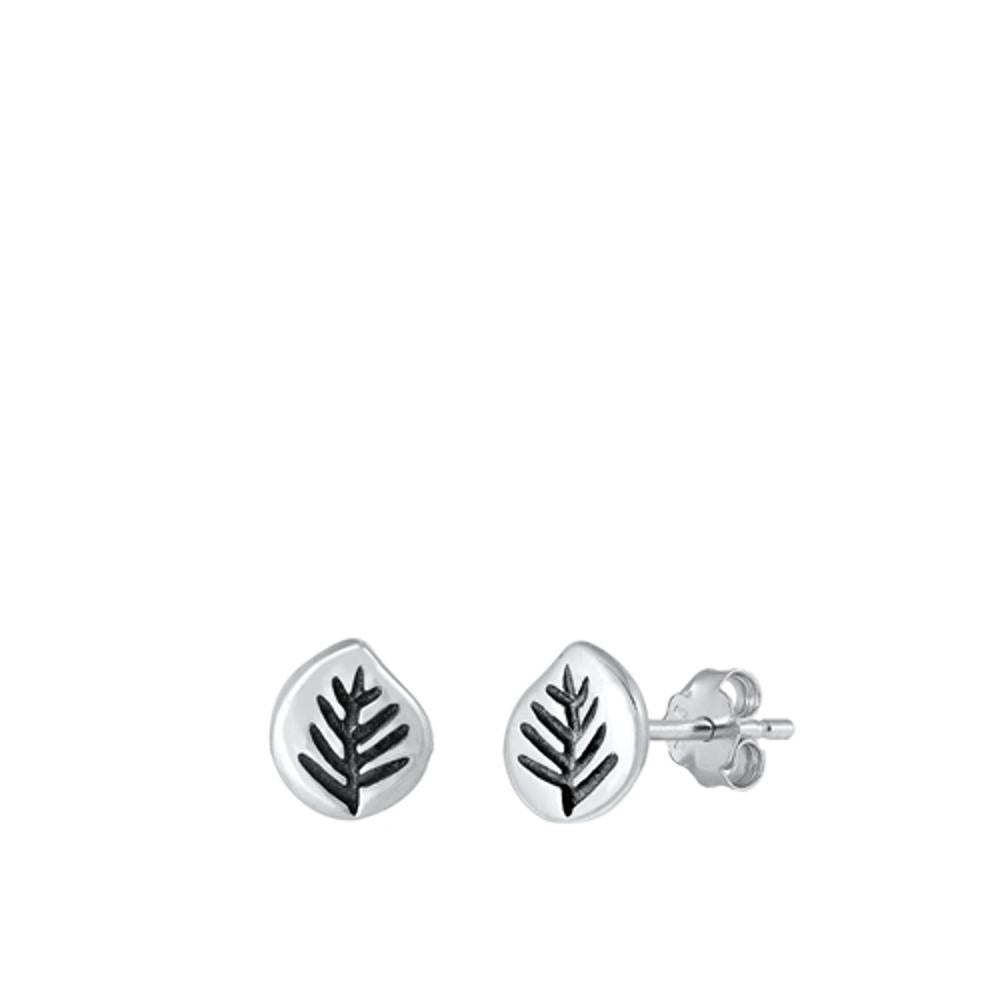 Sterling Silver Cute Unique Leaf Impression Fossil Imprint Earrings 925 New