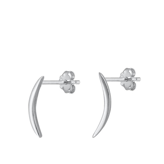 Sterling Silver High Polished Modern Bar Elongated Arc Earrings 925 New