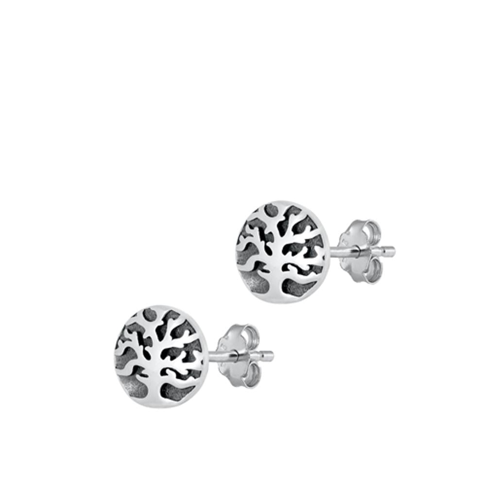 Sterling Silver Wholesale Oxidized Tree of Life Fashion Earrings 925 New