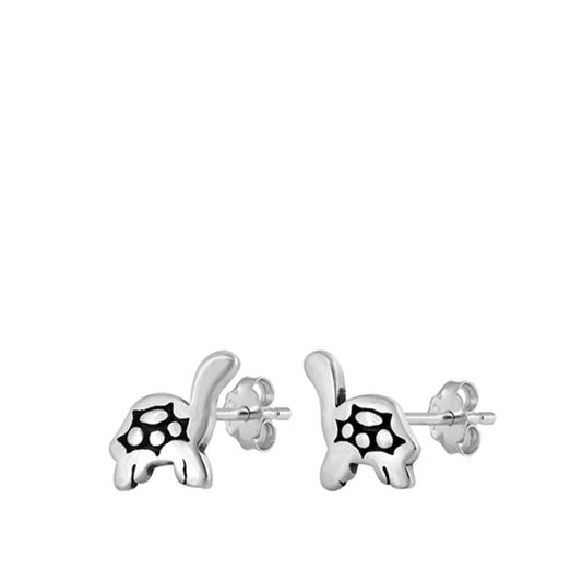Sterling Silver Cute Oxidized Turtle Fashion Stud Earrings 925 New