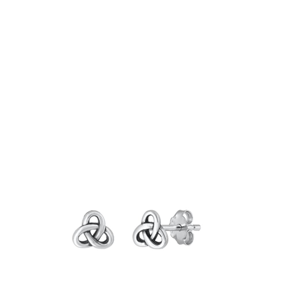 Sterling Silver Cute Celtic Triquetra Knot Oxidized High Polished Earrings 925