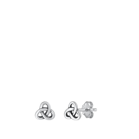 Sterling Silver Cute Celtic Triquetra Knot Oxidized High Polished Earrings 925