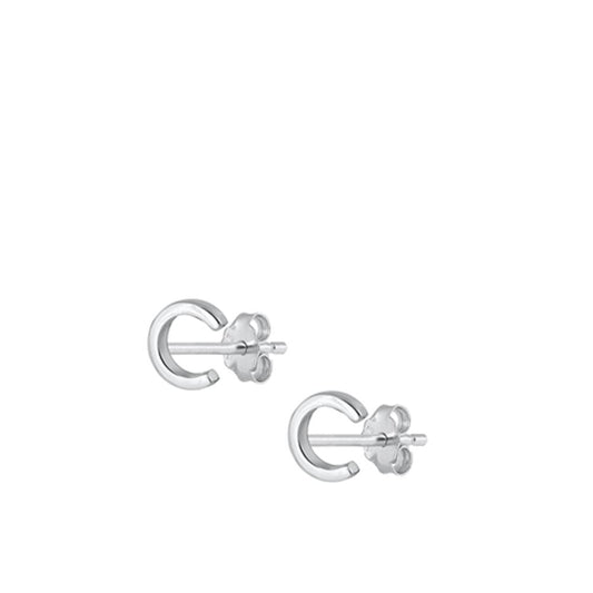 Sterling Silver High Polished Initial C Stud Letter Earrings 925 New