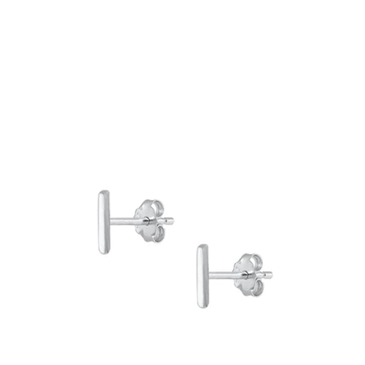 Simple Sterling Silver High Polished Initial I Stud Letter Earrings 925 New