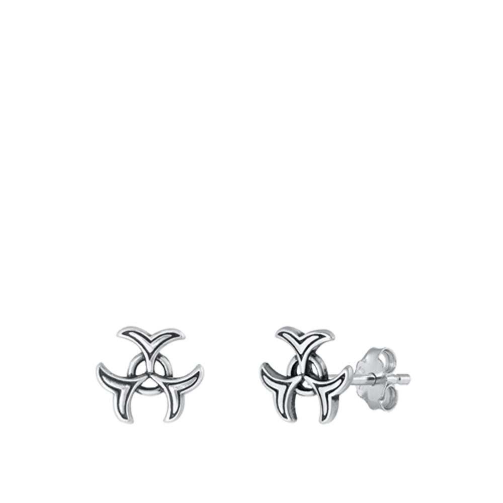 Sterling Silver Unique Oxidized Celtic Symbol High Polished Earrings 925 New