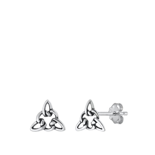 Sterling Silver Classic Celtic Triquetra Oxidized High Polished Earrings 925 New