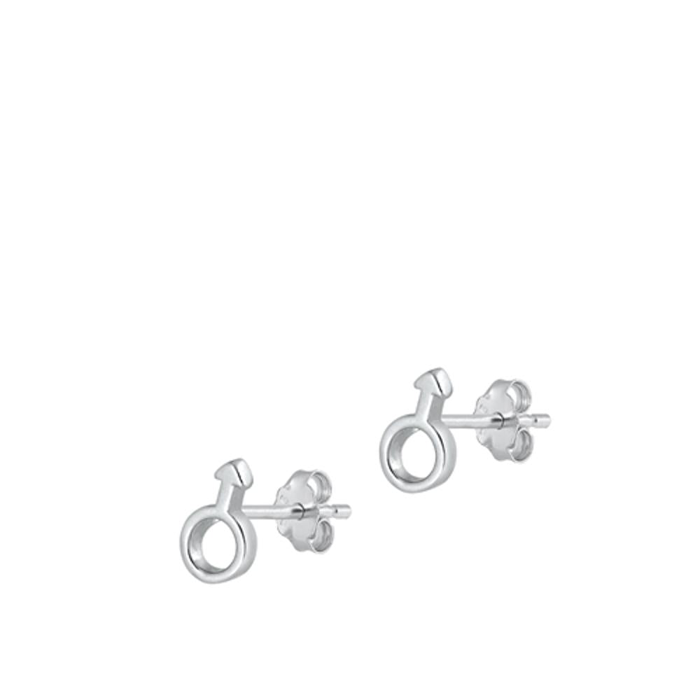 Sterling Silver High Polished Male Boy Man Sperm Symbol Earrings 925 New