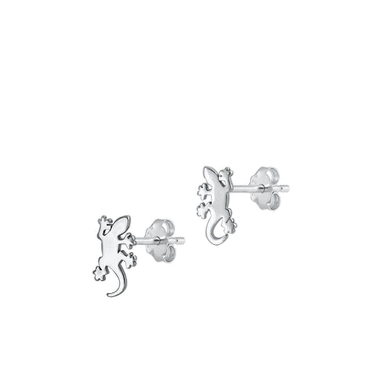Sterling Silver High Polished Lizard Gecko Earrings .925 New