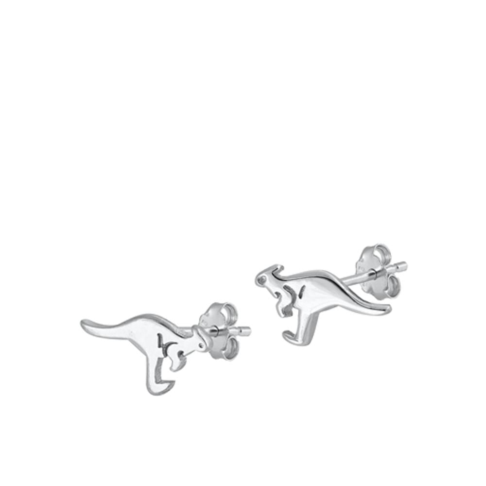 Sterling Silver Classic Cute Kangaroo Aussie Animal High Polished Earrings 925