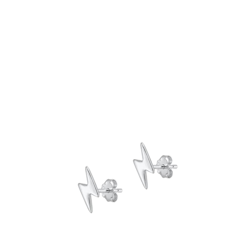 Sterling Silver Fashion High Polished Lightning Bolt Earrings 925 New