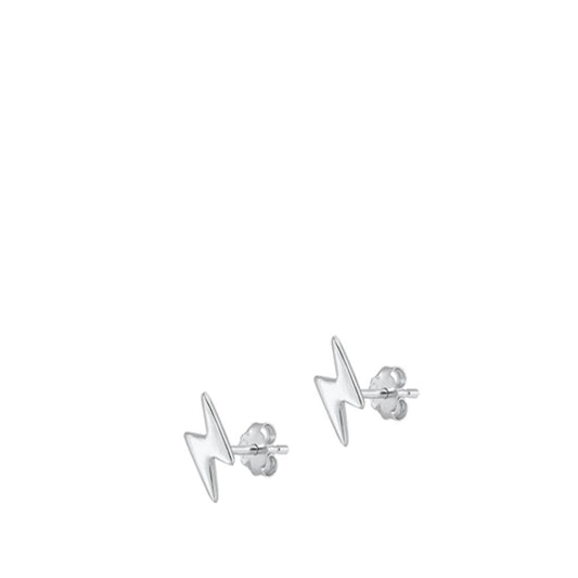 Sterling Silver Fashion High Polished Lightning Bolt Earrings 925 New