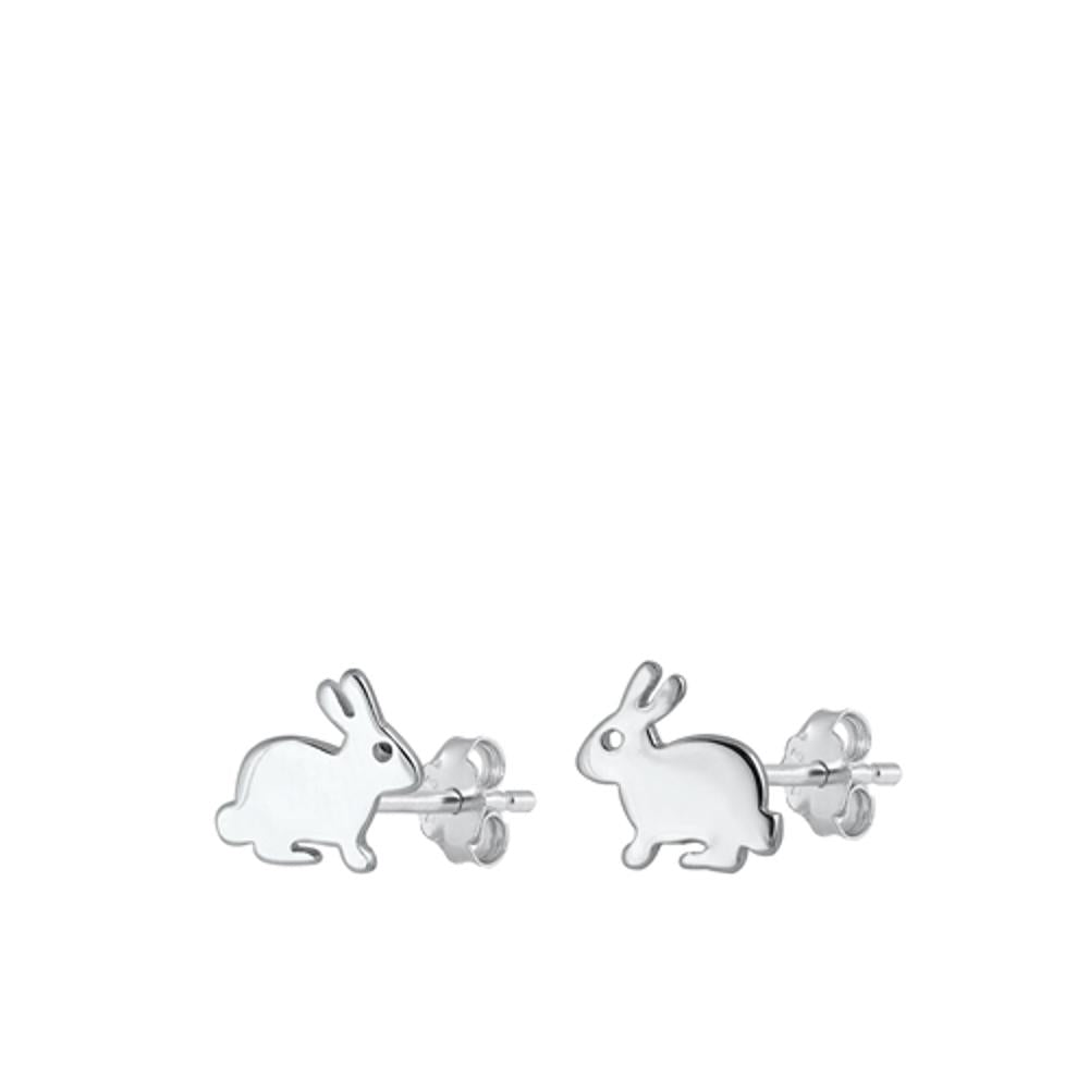Sterling Silver Classic Bunny Rabbit Hare Cottontail Earrings 925 New