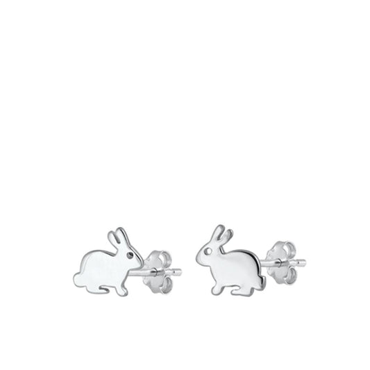 Sterling Silver Classic Bunny Rabbit Hare Cottontail Earrings 925 New