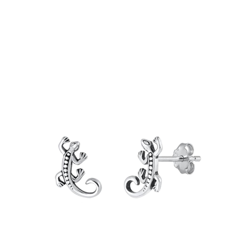 Sterling Silver Fashion Bali Style Lizard Animal High Polished Earrings .925 New