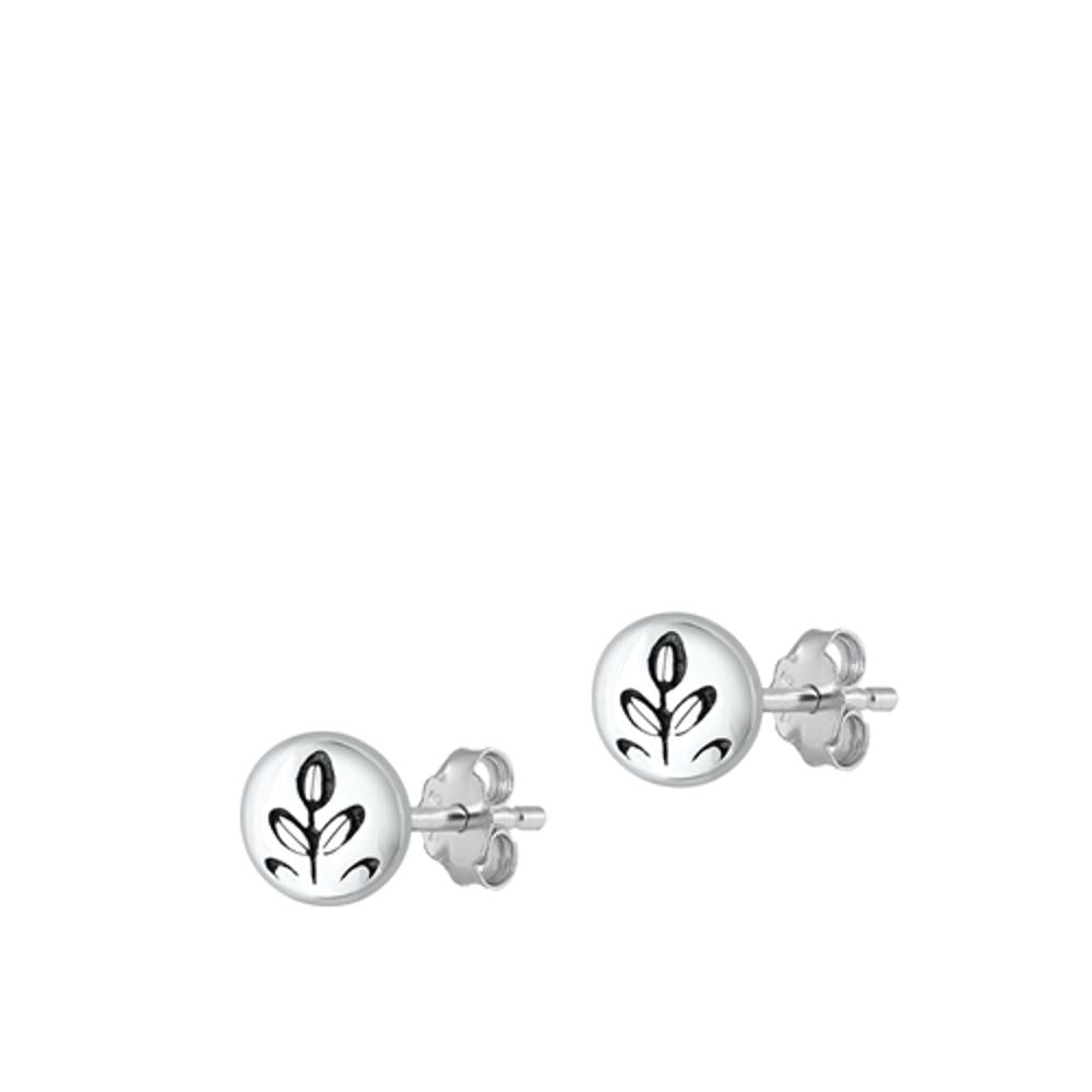 Sterling Silver Classic Minimalist Leaf High Polished Oxidized Earrings .925 New