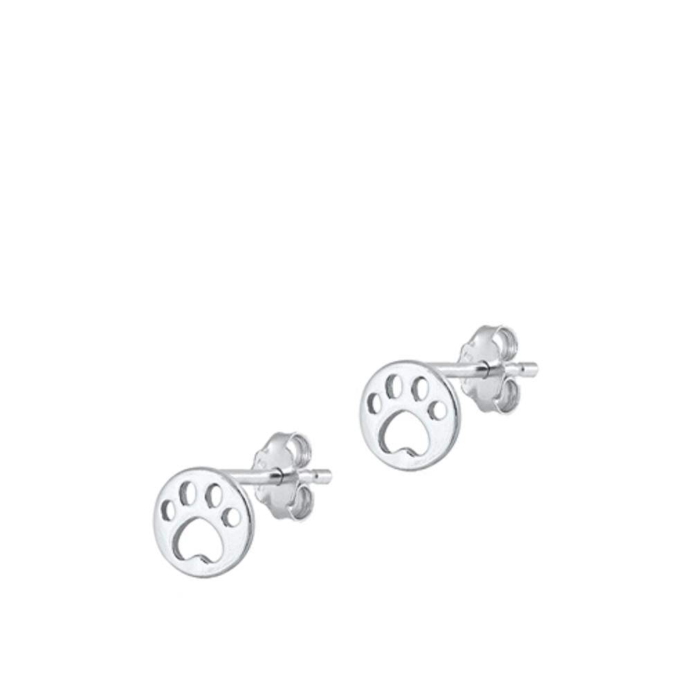 Sterling Silver Beautiful Cutout Animal Paw Print Earrings High Polished 925 New