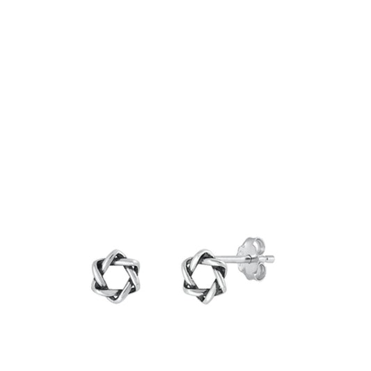 Sterling Silver Wholesale Jewish Star of David High Polished Oxidized Earrings