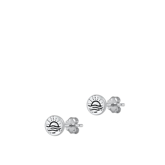 Sterling Silver Classic Beach Sunset High Polished Fashion Earrings .925 New