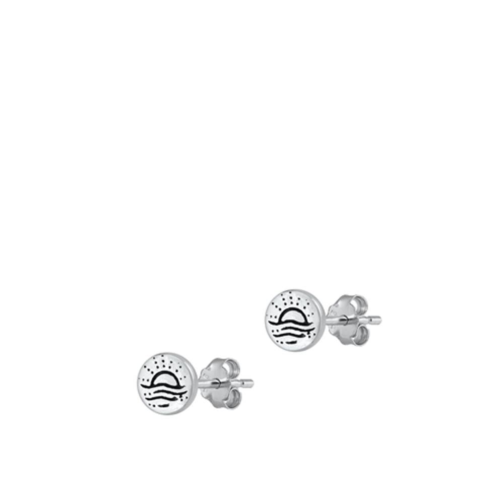 Sterling Silver Classic Beach Sunset High Polished Fashion Earrings .925 New