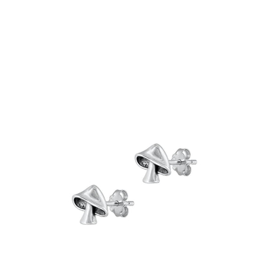 Sterling Silver Classic Toadstool Mushroom High Polished Stud Earrings .925 New