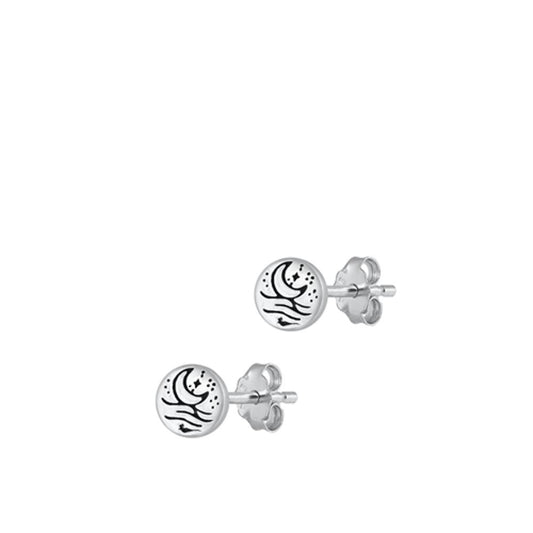Sterling Silver Oxidized High Polished Stud Chic Fashion Earrings .925 New